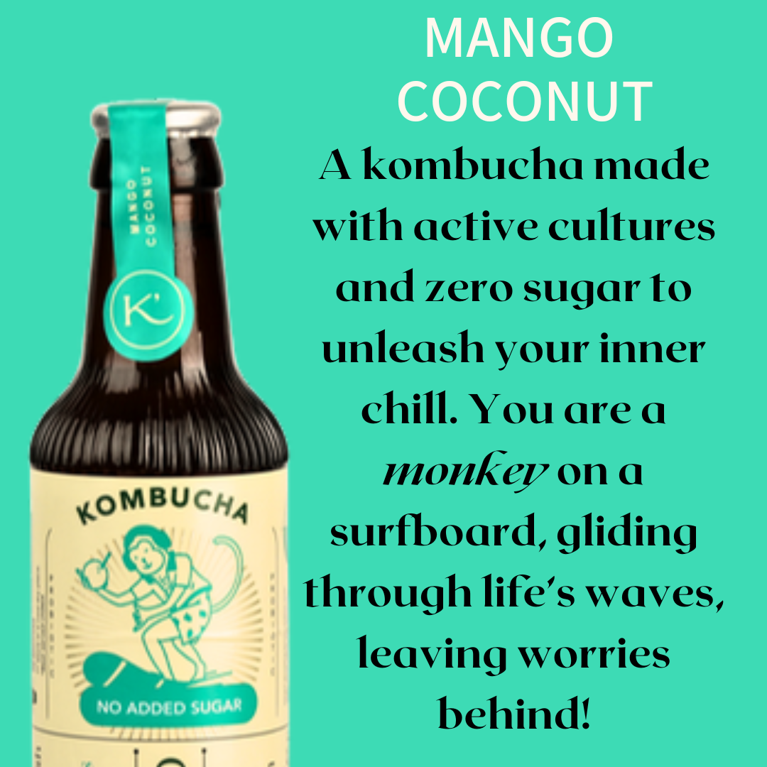New launch!!  Mango Coconut Kombucha | Zero Added Sugar | Pack of 4 - Image 2
